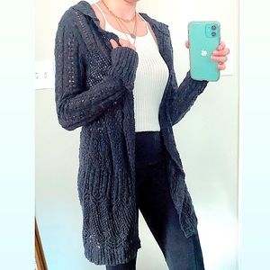 Charcoal Grey Hooded Knit Cardigan Boho Target
